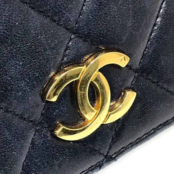 CHANEL CC Matelasse/Shoulder Chain Shoulder Bag Lambskin Leather Navy - Picture 10 of 16